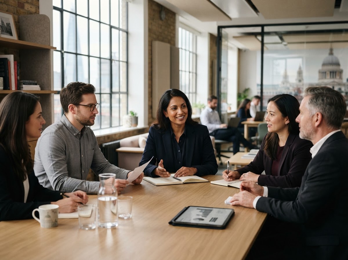 Bright Maturession Platform team reviewing AI-driven portfolio analysis